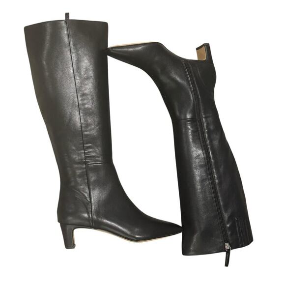 J. Crew Women's Faux Leather Snip-Toe Boots Knee High Black Size 7.5 NWOB - Picture 6 of 12